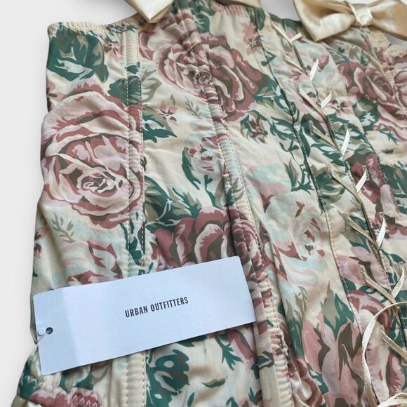 Urban Outfitters Floral Romantic Corset Bow Top Large NWT - Picture 3 of 5